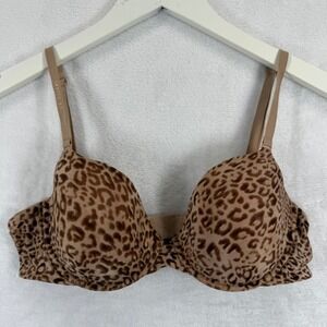 Victoria's Secret The Nakeds Lined Demi Bra Leopard Print Brown 36B 249442-03/10